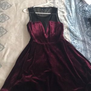 Maroon crushed velvet dress